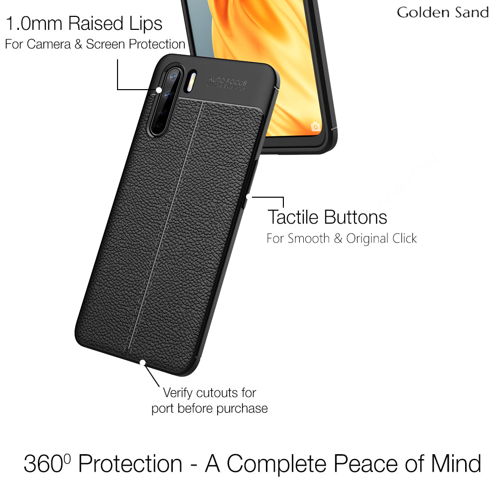 Oppo F15 inch) Back Cover Vegan Leather Series, Black