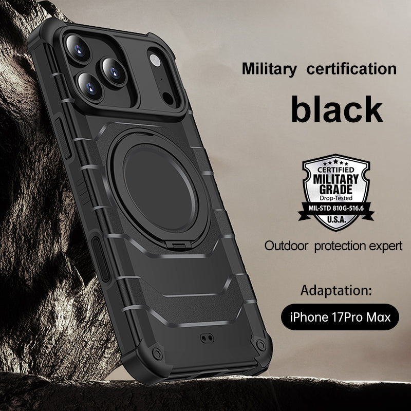 Apple iPhone 17 Pro Max (6.9 inch) Back Cover | Explorer 2.0 [SolidX] MagSnap Series, With 360° Ring Stand, Deep Black