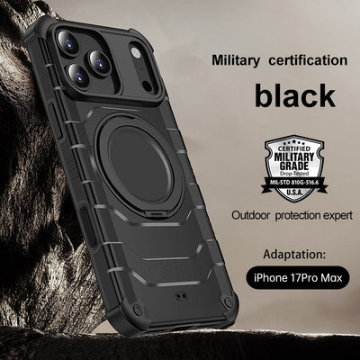 Apple iPhone 17 Pro Max (6.9 inch) Back Cover | Explorer 2.0 [SolidX] MagSnap Series, With 360° Ring Stand, Deep Black