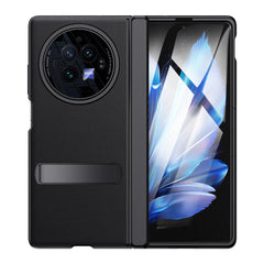 Hard PC- Cover Full Body Protective Case PU Leather Series for Vivo X Fold 3 Pro, (Black), [Fingerprint scanner not Compatible]