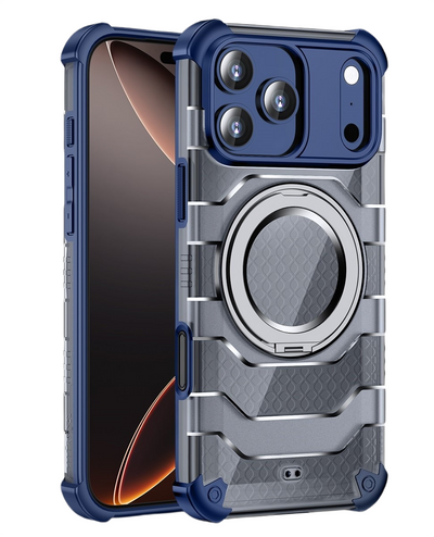 Apple iPhone 17 Pro (6.3 inch) Back Cover | Explorer MagSnap Series With 360° Ring Stand, Deep Blue