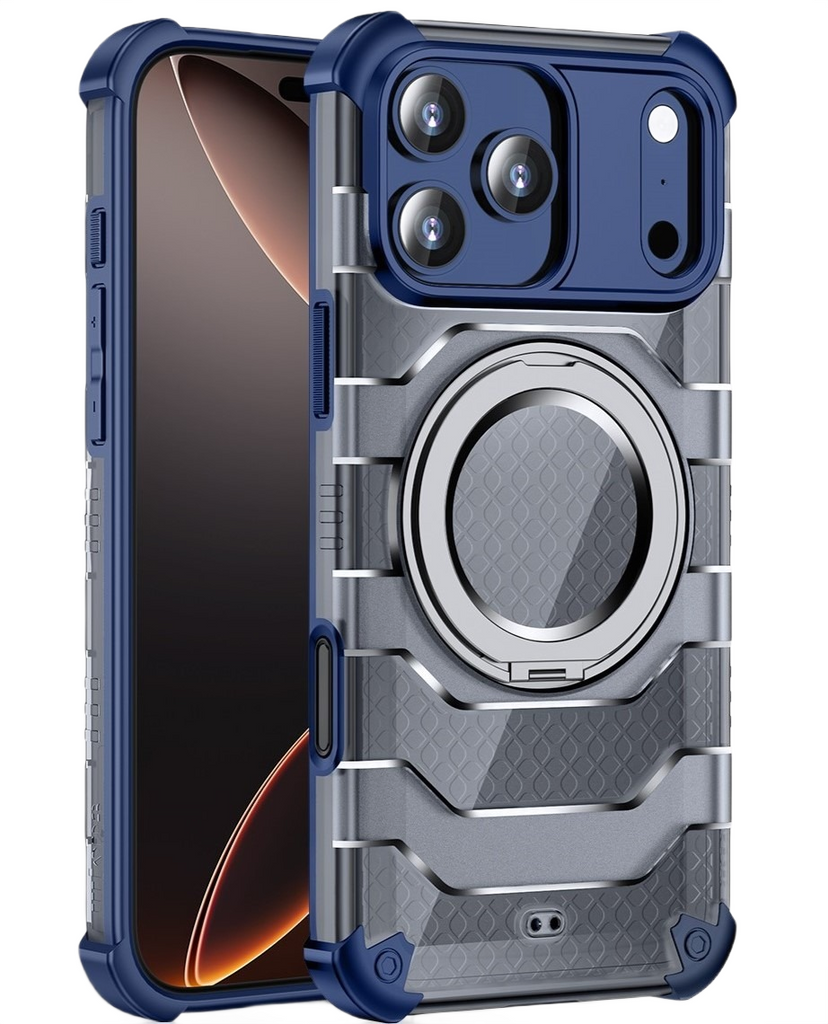 Apple iPhone 17 Pro Max (6.9 inch) Back Cover | Explorer MagSnap Series With 360° Ring Stand, Deep Blue