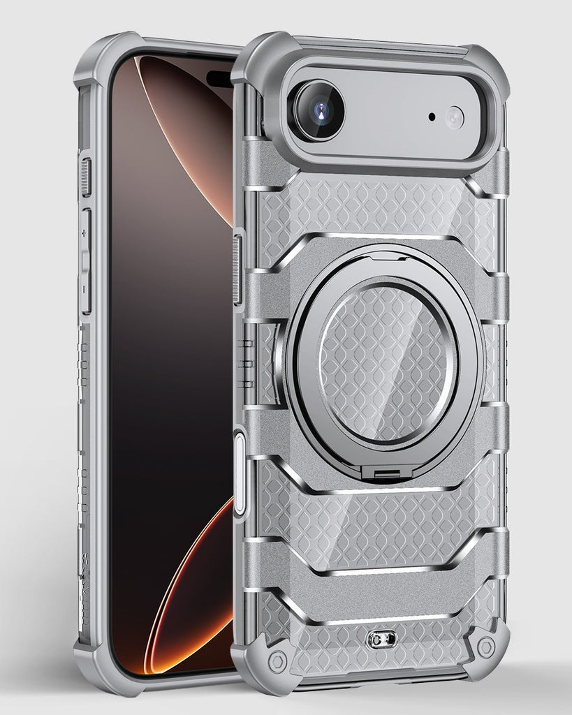 Apple iPhone 17 Air, iPhone Air (6.9 inch) Back Cover | Explorer MagSnap Series With 360° Ring Stand, Cloud White (Grey)