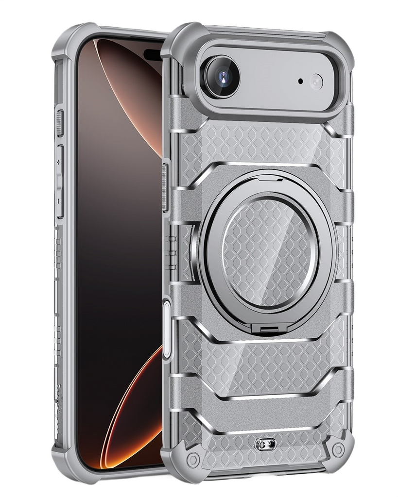 Apple iPhone 17 Air, iPhone Air (6.9 inch) Back Cover | Explorer MagSnap Series With 360° Ring Stand, Cloud White (Grey)