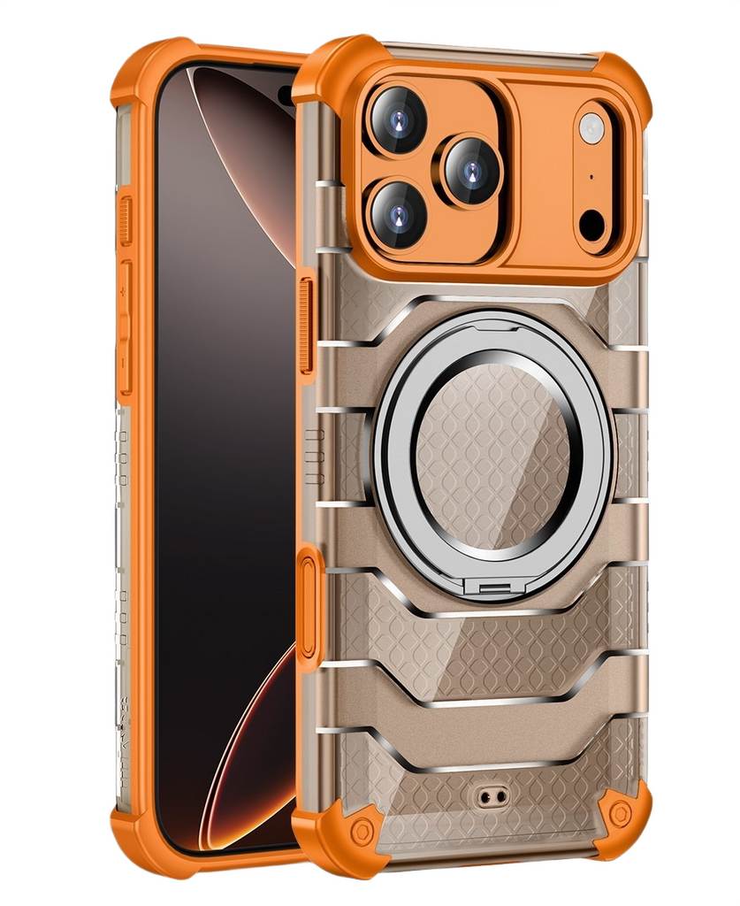 Apple iPhone 17 Pro (6.3 inch) Back Cover | Explorer MagSnap Series With 360° Ring Stand, Cosmic Orange