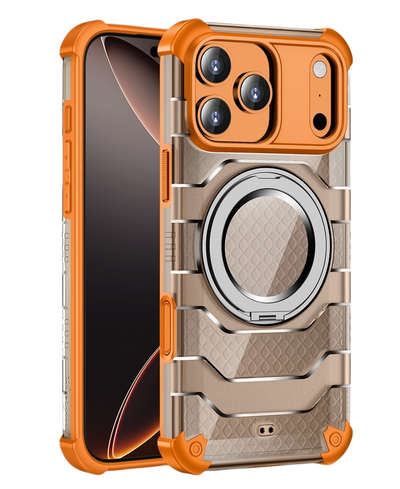 Apple iPhone 17 Pro (6.3 inch) Back Cover | Explorer MagSnap Series With 360° Ring Stand, Cosmic Orange