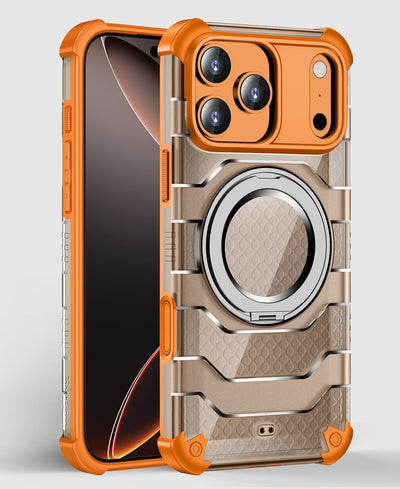 Apple iPhone 17 Pro (6.3 inch) Back Cover | Explorer MagSnap Series With 360° Ring Stand, Cosmic Orange