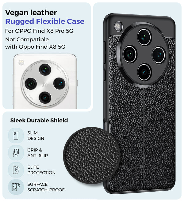 Oppo Find X8 Pro 5G (6.78 inch) Back Cover | Vegan Leather Series, Black