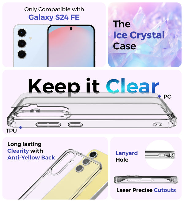 Samsung Galaxy S24 FE 5G (6.7 inch) Back Cover | Ice Crystal Series, Crystal Clear