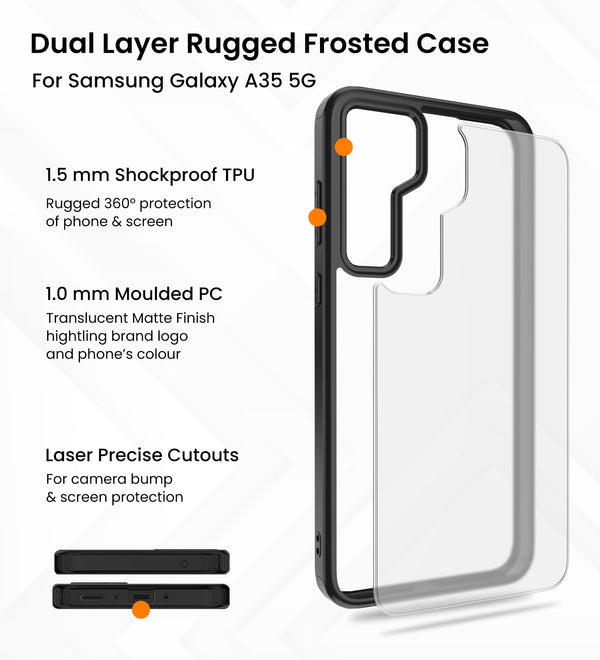 Samsung Galaxy A35 5G (6.6 inch) Back Cover | Rugged Frosted Series, Black
