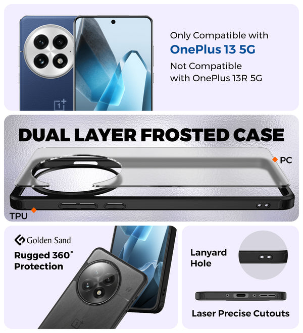 OnePlus 13 5G (6.82 inch) Back Cover | Rugged Frosted Series, Black
