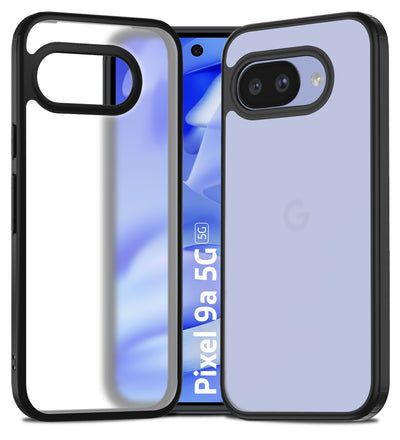 Rugged Frosted Semi Transparent PC Shock Proof Slim Back Cover for Google Pixel 9A 5G, 6.285 inch, Black