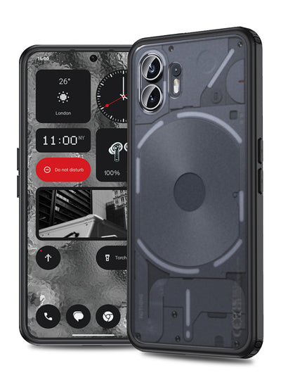 Rugged Frosted Semi Transparent PC Shock Proof Slim Back Cover for Nothing Phone (2), 6.7 inch, Black