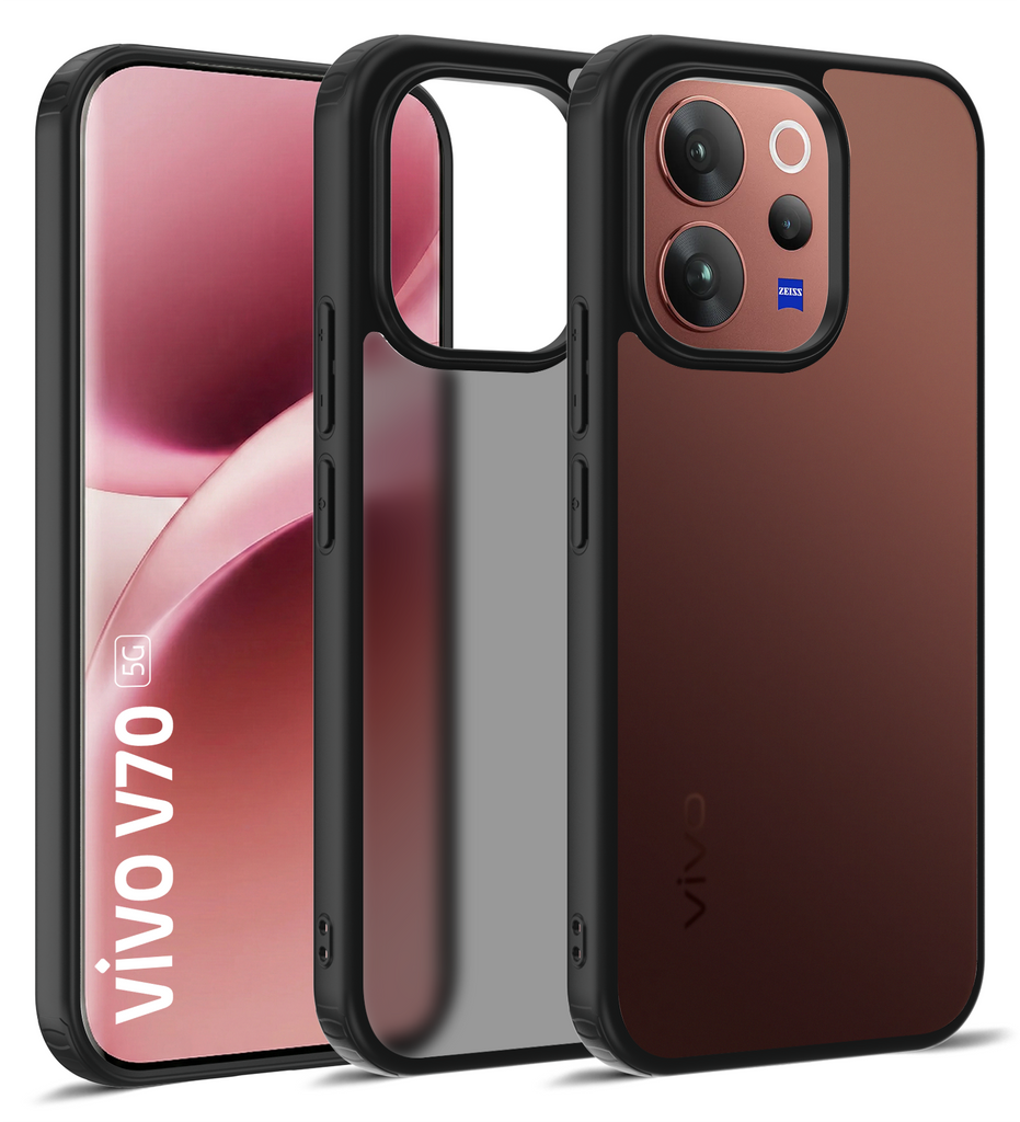 Vivo V70 5G, Vivo V70 Elite 5G (6.59 inch) Back Cover | Rugged Frosted Series, Passion Black