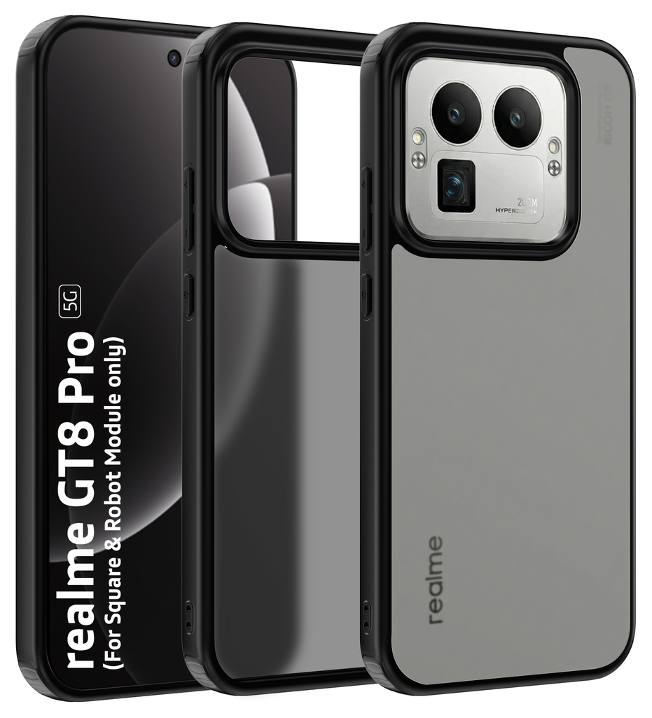 Realme GT 8 Pro 5G, Realme GT 8 Pro Dream Edition, [Compatible With Only Square & Robot Camera Module], (6.79 inch) Back Cover | Rugged Frosted Series, Black