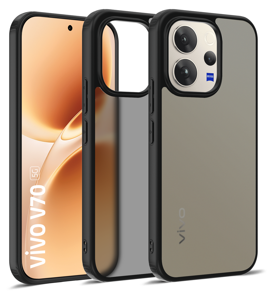 Vivo V70 5G, Vivo V70 Elite 5G (6.59 inch) Back Cover | Rugged Frosted Series, Passion Black