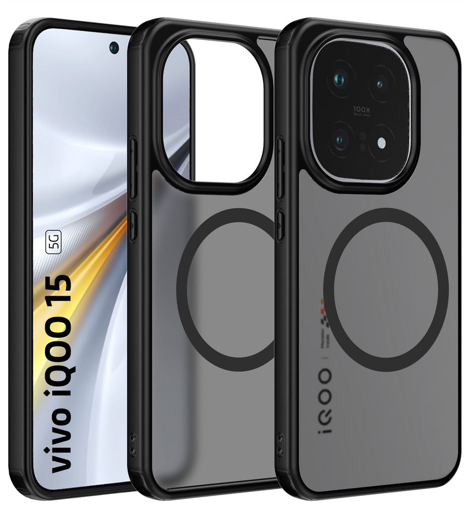 iQOO 15 5G (6.85 inch) Back Cover | Rugged Frosted MagSnap Series, Alpha Black
