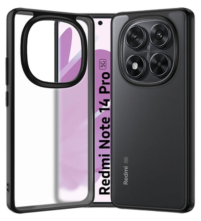 Rugged Frosted Semi Transparent PC Shock Proof Slim Back Cover for  POCO X7 5G, Redmi Note 14 Pro 5G, Redmi Note 14 Pro+ Plus 5G, 6.67 inch, Black
