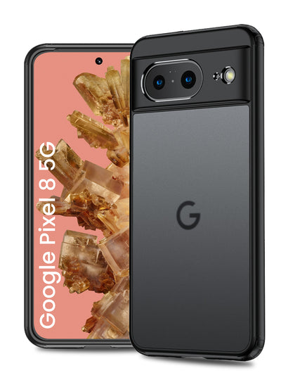 Rugged Frosted Semi Transparent PC Shock Proof Slim Back Cover for Google Pixel 8 5G, 6.17 inch, Black