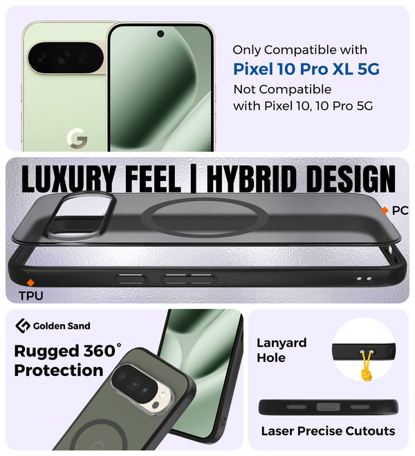Google Pixel 10 Pro XL 5G (6.8 inch) Back Cover | Rugged Frosted MagSnap Series, Black