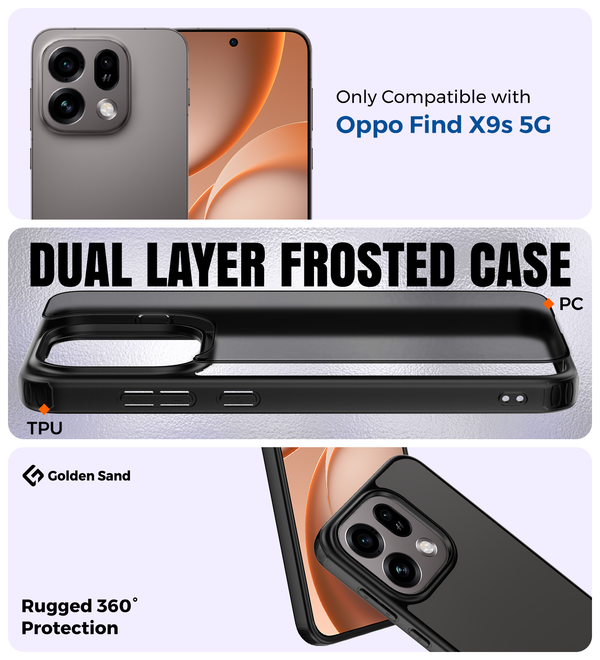 Oppo Find X9s 5G (6.59 inch) Back Cover | Rugged Frosted Series, Midnight Black