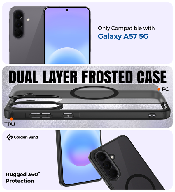Samsung Galaxy A57 5G (6.72 inch) Back Cover | Rugged Frosted MagSnap Series, Awesome Black