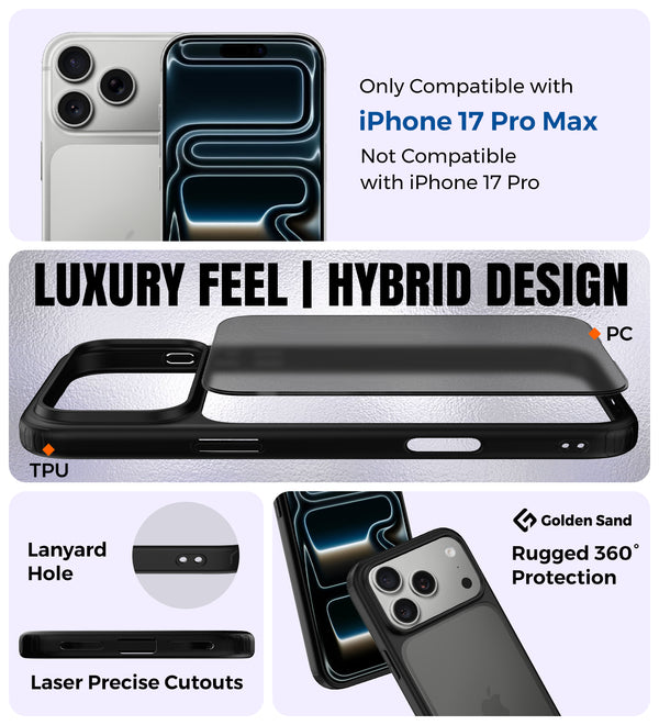 Apple iPhone 17 Pro Max 5G (6.9 inch) Back Cover | Rugged Frosted Series, Deep Black