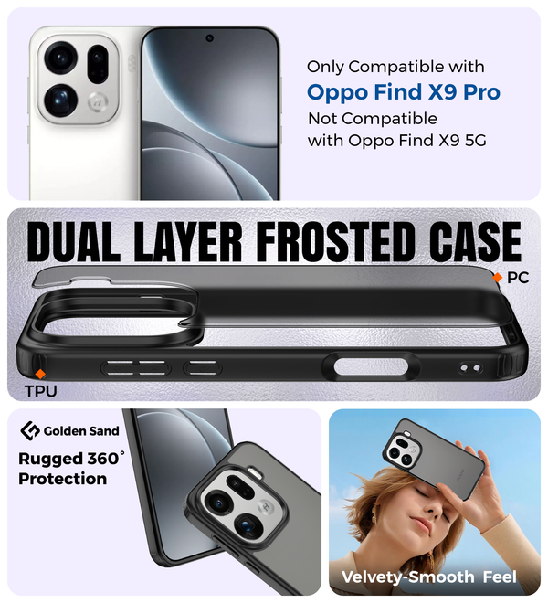 Oppo Find X9 Pro 5G (6.78 inch) Back Cover | Rugged Frosted Series, Black Charcoal