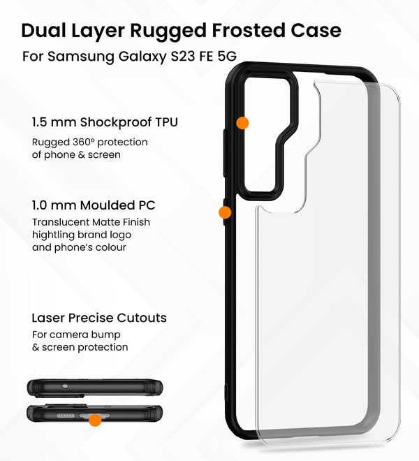 Samsung Galaxy S23 FE 5G (6.4 inch) Back Cover | Rugged Frosted Series, Black