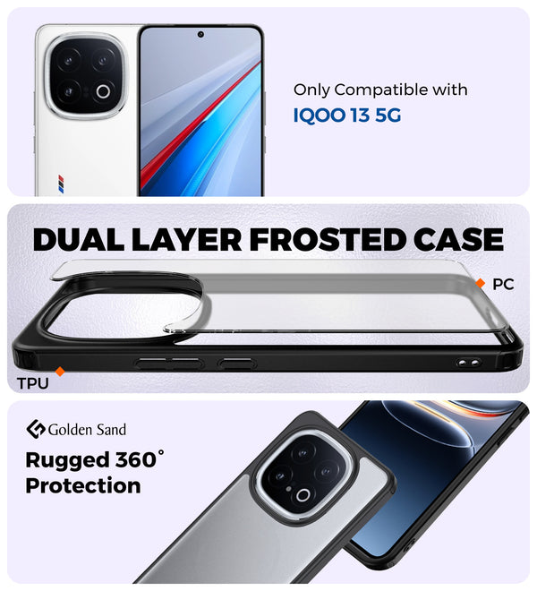 iQOO 13 5G (6.82 inch) Back Cover | Rugged Frosted Series, Black