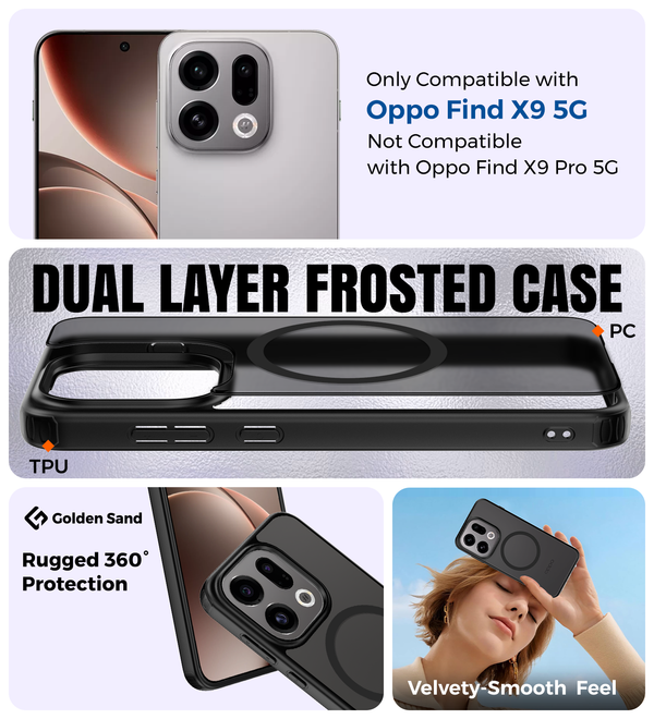 Oppo Find X9 5G (6.59 inch) Back Cover | Rugged Frosted MagSnap Series, Space Black