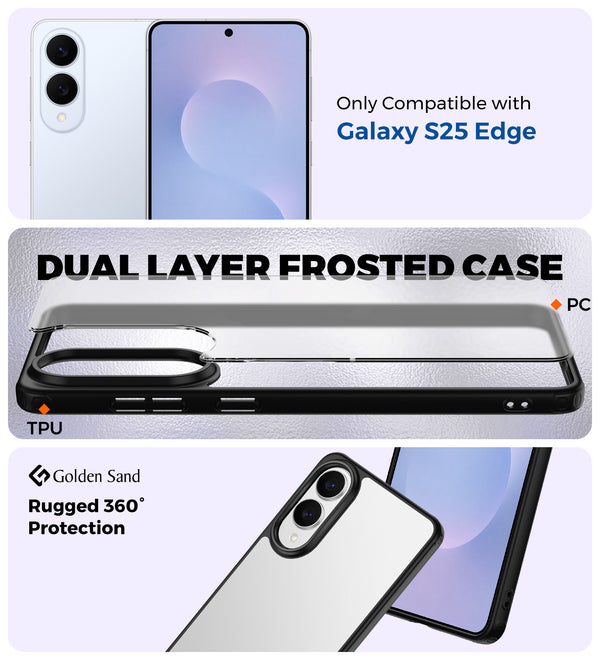 Samsung Galaxy S25 Edge 5G (6.66 inch) Back Cover | Rugged Frosted Series, Black