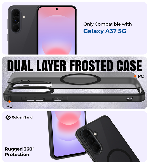 Samsung Galaxy A37 5G (6.7 inch) Back Cover | Rugged Frosted MagSnap Series, Charcoal Black