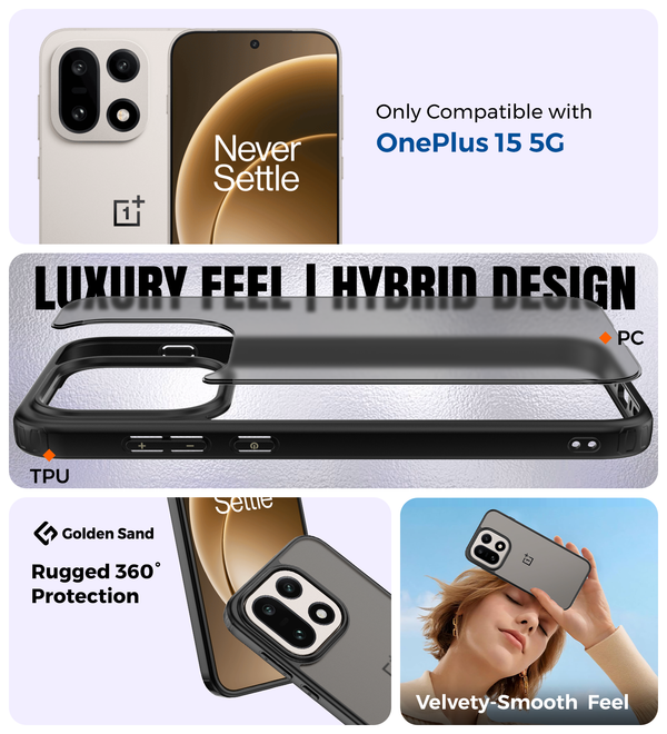 OnePlus 15 5G (6.78 inch) Back Cover | Rugged Frosted Series, Infinite Black