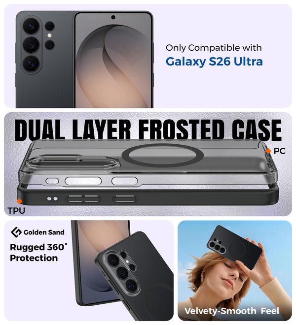 Samsung Galaxy S26 Ultra 5G (6.9 inch) Back Cover | Rugged Frosted MagSnap Series, Cobalt Black