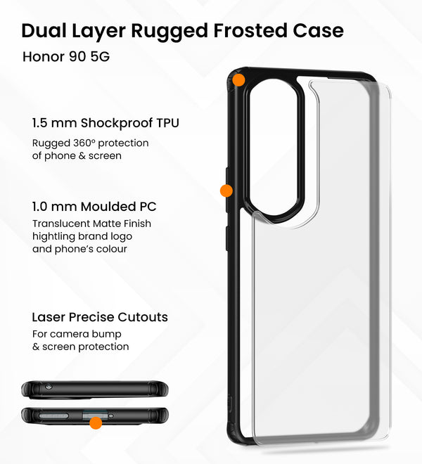 HONOR 90 5G (6.7 inch) Back Cover | Rugged Frosted Series, Black