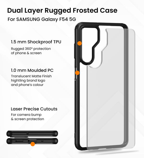 Samsung Galaxy F54 5G (6.7 inch) Back Cover | Rugged Frosted Series, Black