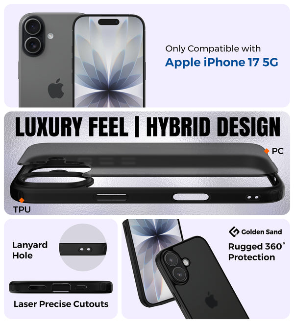 Apple iPhone 17 5G (6.3 inch) Back Cover | Rugged Frosted Series, Space Black