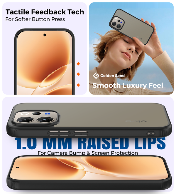 Rugged Frosted Semi Transparent PC Shock Proof Slim Back Cover for Vivo ...