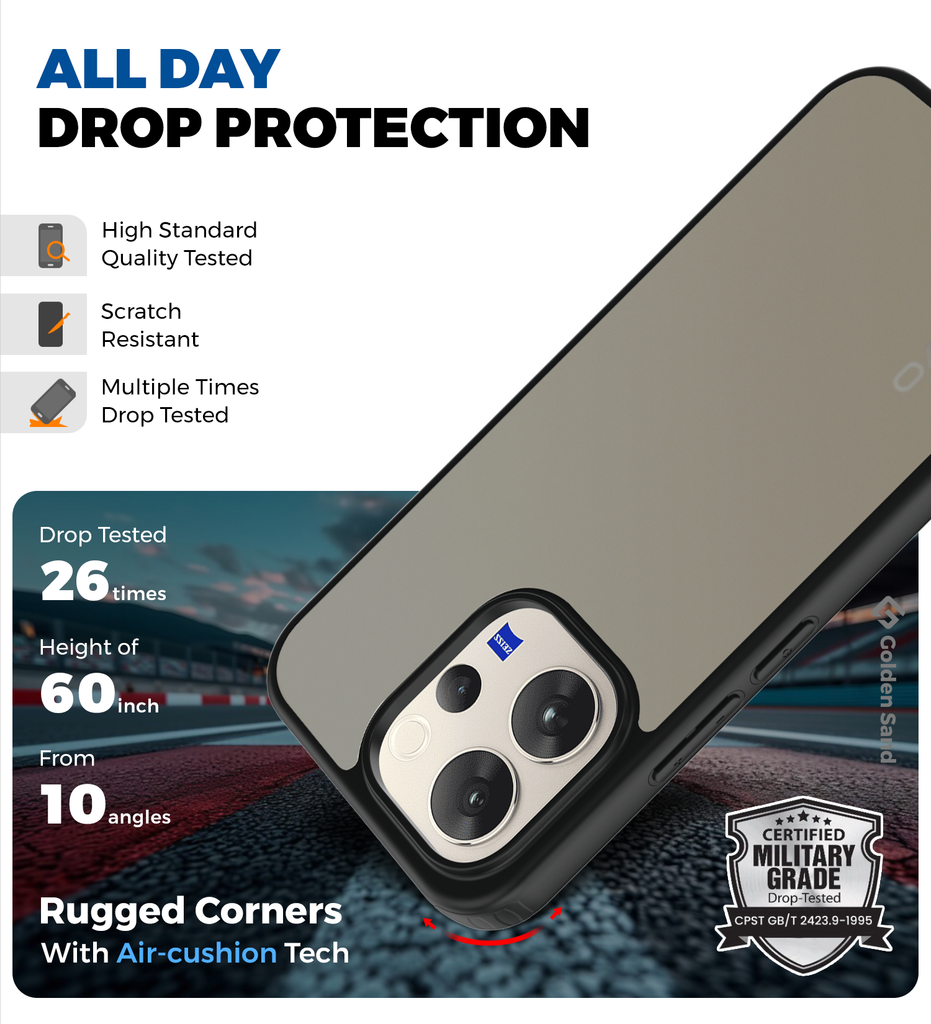 Rugged Frosted Semi Transparent PC Shock Proof Slim Back Cover for Vivo ...