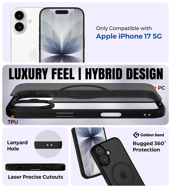 Apple iPhone 17 5G (6.3 inch) Back Cover | Rugged Frosted MagSnap Series, Space Black