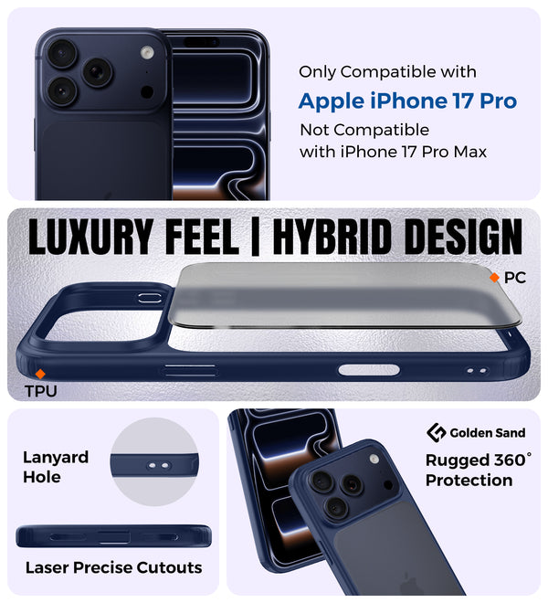 Apple iPhone 17 Pro 5G (6.3 inch) Back Cover | Rugged Frosted Series, Deep Blue