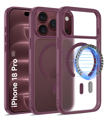 Apple iPhone 18 Pro 5G (6.3 inch) Back Cover | Rugged Frosted MagSnap Series, Burgundy