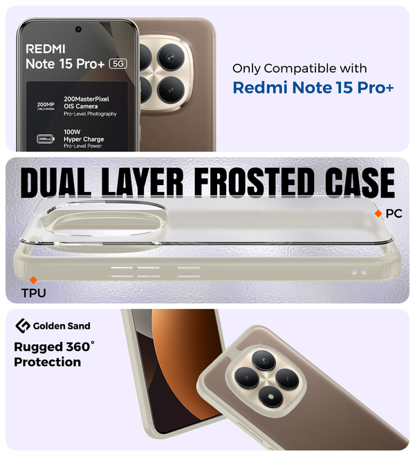 Redmi Note 15 Pro Plus 5G (6.83 inch) Back Cover | Rugged Frosted Series, Mirage Ivory