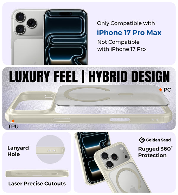 Apple iPhone 17 Pro Max 5G (6.9 inch) Back Cover | Rugged Frosted MagSnap Series, Ivory White