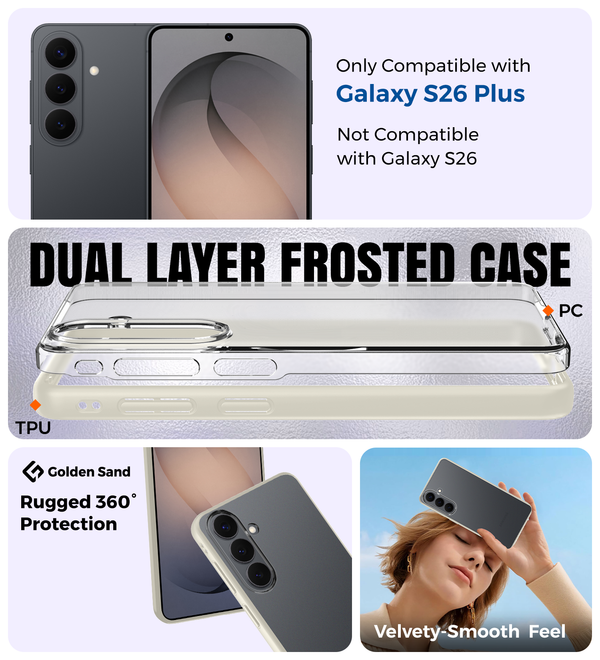 Samsung Galaxy S26 Plus 5G (6.7 inch) Back Cover | Rugged Frosted Series, Silver Ivory