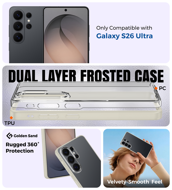 Samsung Galaxy S26 Ultra 5G (6.9 inch) Back Cover | Rugged Frosted Series, Silver Ivory