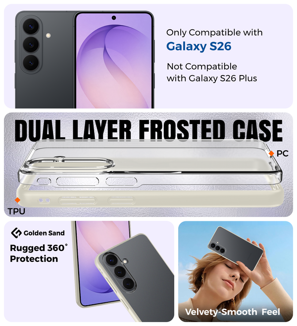 Samsung Galaxy S26 5G (6.3 inch) Back Cover | Rugged Frosted Series, Silver Ivory