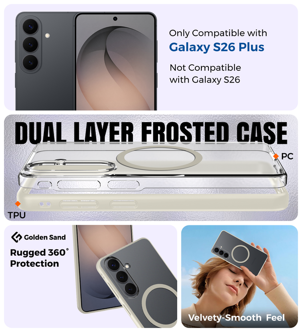Samsung Galaxy S26 Plus 5G (6.7 inch) Back Cover | Rugged Frosted MagSnap Series, Silver Ivory