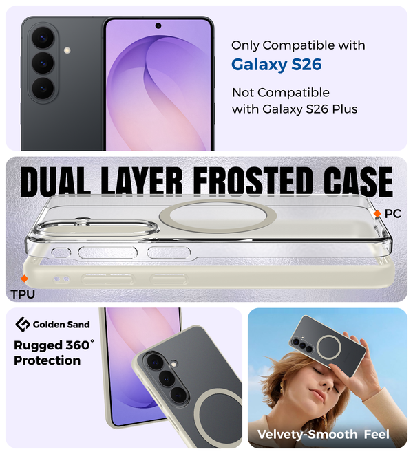 Samsung Galaxy S26 5G (6.3 inch) Back Cover | Rugged Frosted MagSnap Series, Silver Ivory